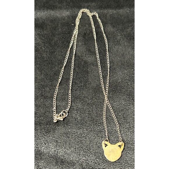 Kitty Cat Face with Pointy Ears Shaped Pendant Necklace | Animal Jewelry 18" - Picture 4 of 4